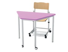 table-scolaire-origami-4-pieds-2roulettes-metal